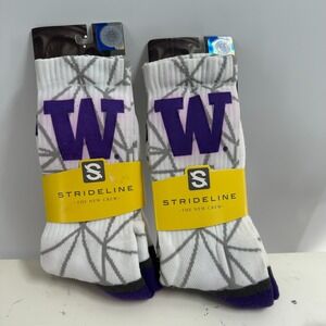 Lot Of 2 Strideline Washington Huskies Strapped Fit Socks Multicolor SZ 9-12 NWT